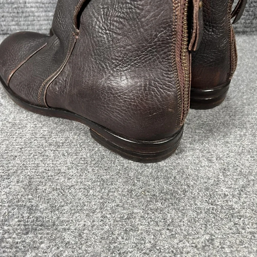 Elia Maurizi Boots Mens Size 7 Brown‎ Leather Ankle Zip Made In Italy 8117